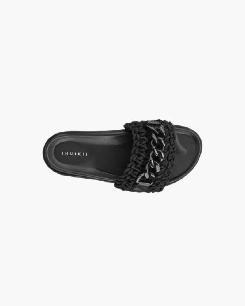 INUIKII Woven Chain Platform Ženske Cipele Crne Hrvatska | 294073-CXD