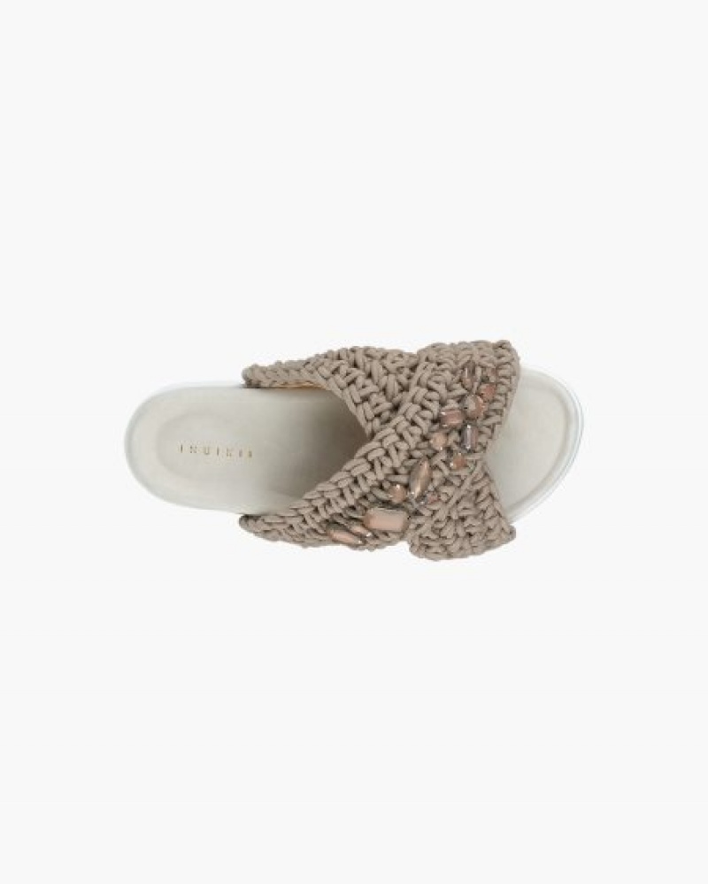 INUIKII Woven Stones Platform Ženske Cipele Taupe Hrvatska | 568213-DIZ